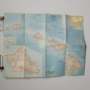 National Geographic Map Of Hawaii Hawaiian Islands July 1960 Vintage 25x19